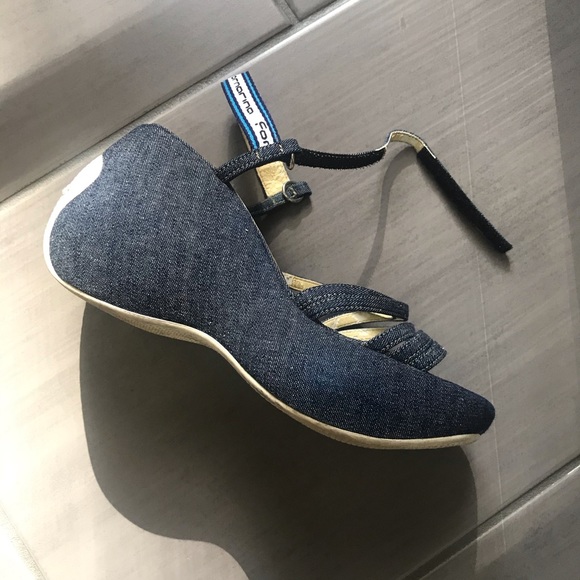 Vintage 90s Fornarina Denim Platform Wedge Sandals - Picture 5 of 9